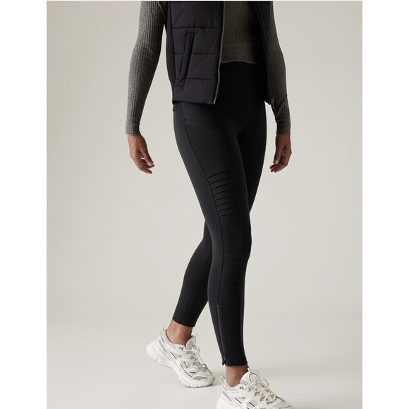 Athleta Delancey Moto Tight Black Size M Athleisure Running Gym Yoga - Picture 1 of 12